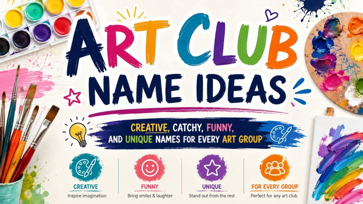 Art club name ideas with creative, catchy, funny, and unique art group names