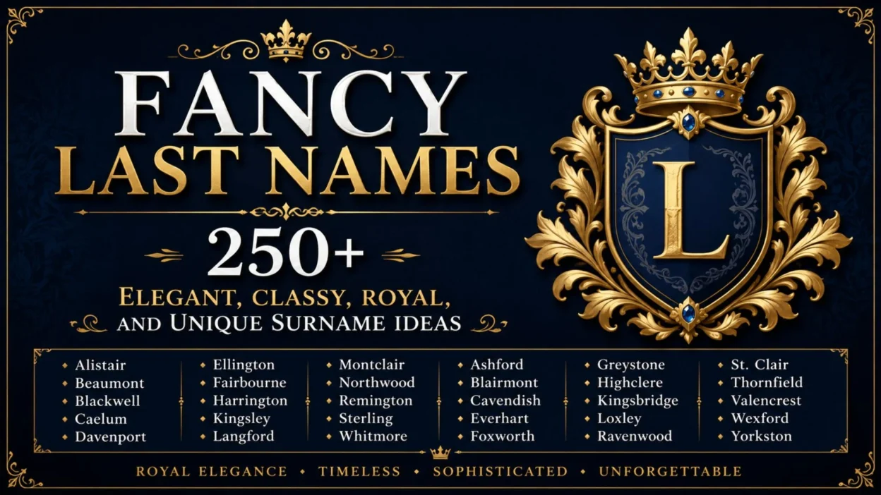 Fancy last names featuring elegant, classy, royal, and unique surname ideas