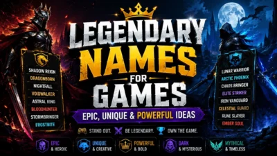 Legendary names for games with epic, unique, and powerful gaming name ideas.