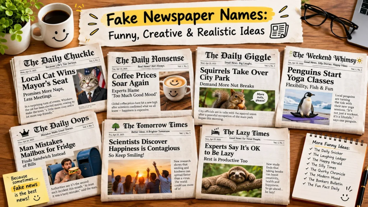 Fake Newspaper Names – Funny, Creative & Realistic Ideas 📰