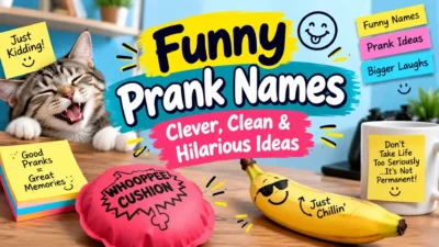 Funny prank names featuring playful characters and humorous ideas
