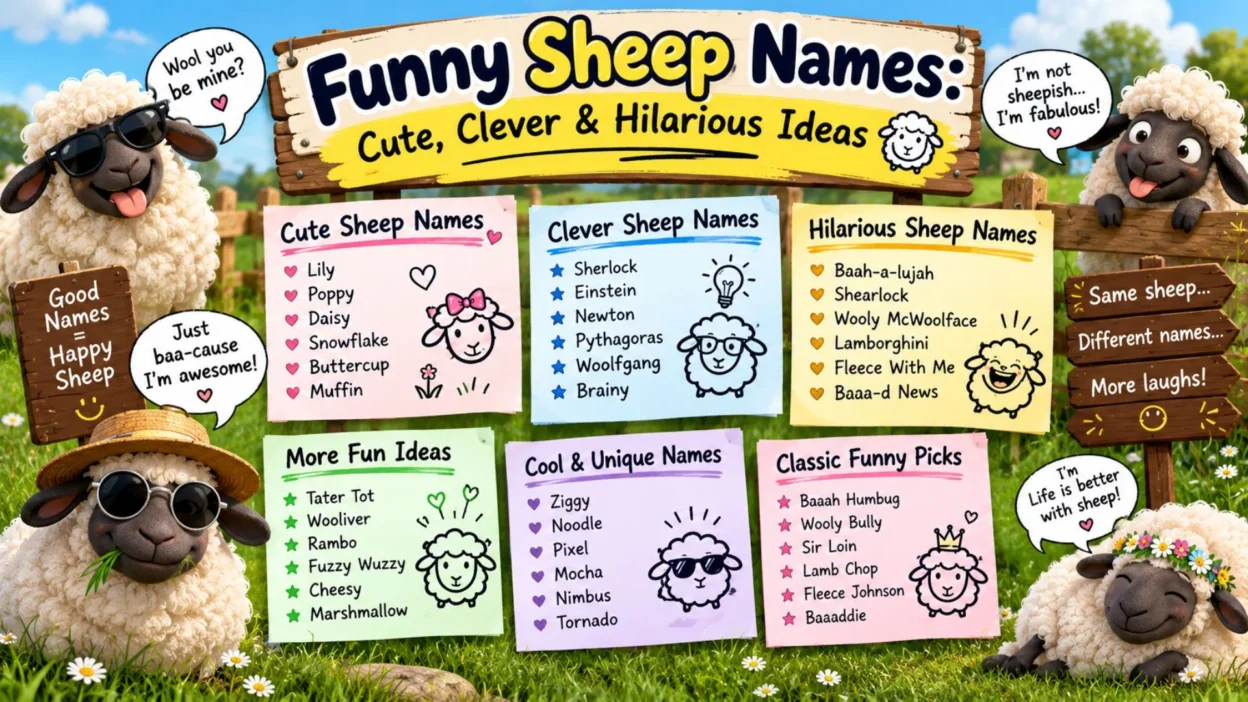 Funny Sheep Names – Cute, Clever & Hilarious Ideas 🐑😂