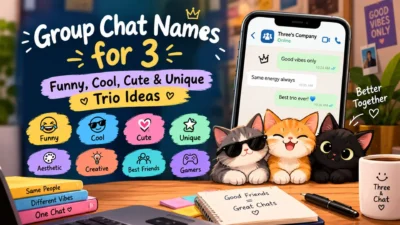 Group chat names for 3 with funny, cool, cute, and unique trio ideas
