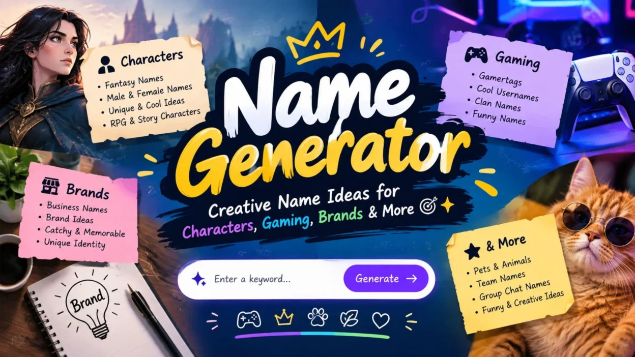 Name Generator with creative name ideas for characters, gaming, brands, and more ✨