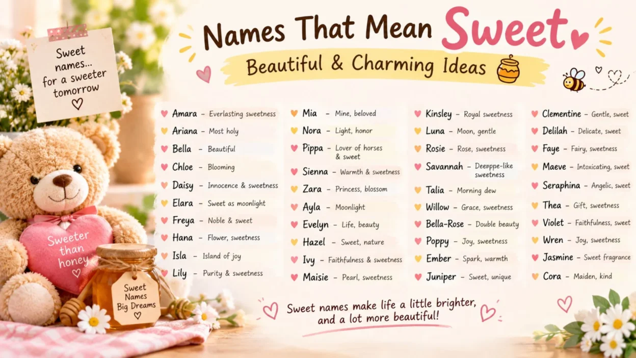 Names that mean sweet with beautiful, charming, and meaningful name ideas 🍯
