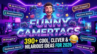 Funny gamertags featuring cool, clever, and hilarious gaming username ideas for 2026