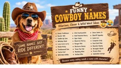 Funny cowboy names for boys and girls with playful Western-inspired ideas