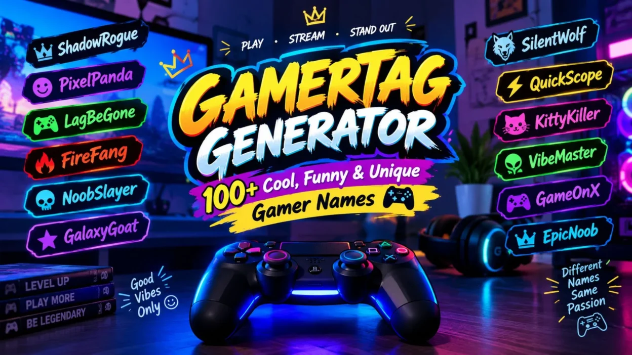 Gamertag generator with cool and unique gamer names 🎮
