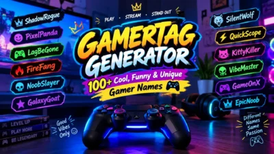 Gamertag generator with cool and unique gamer names 🎮
